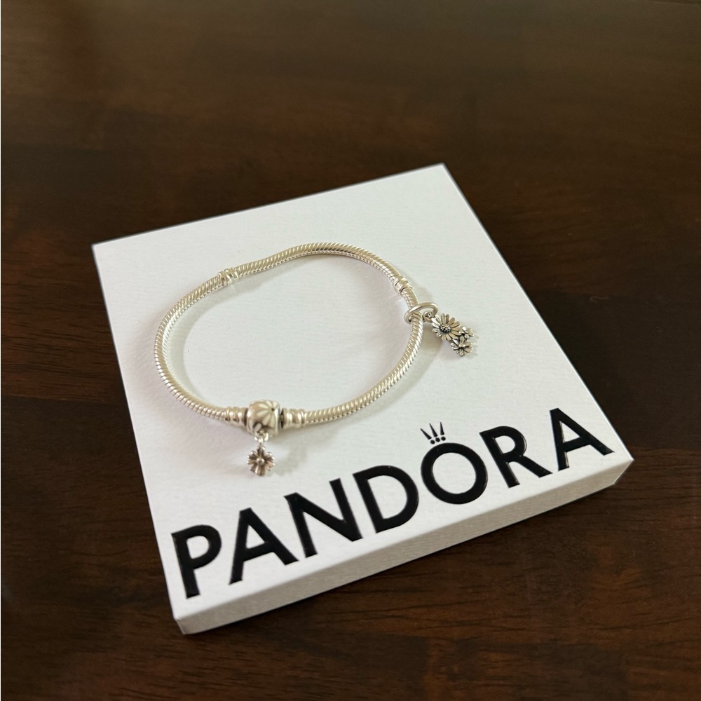 Pandora Silver Charm Bracelet Daisy Flower